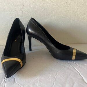 $800 SAINT LAURENT ESCARPIN JANIS GOLD TOE CAP PUMPS SHOES SZ 36.5 / 6.5